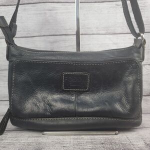 Vintage Y2K Black Fossil Crossbody With 3 Outside Pockets